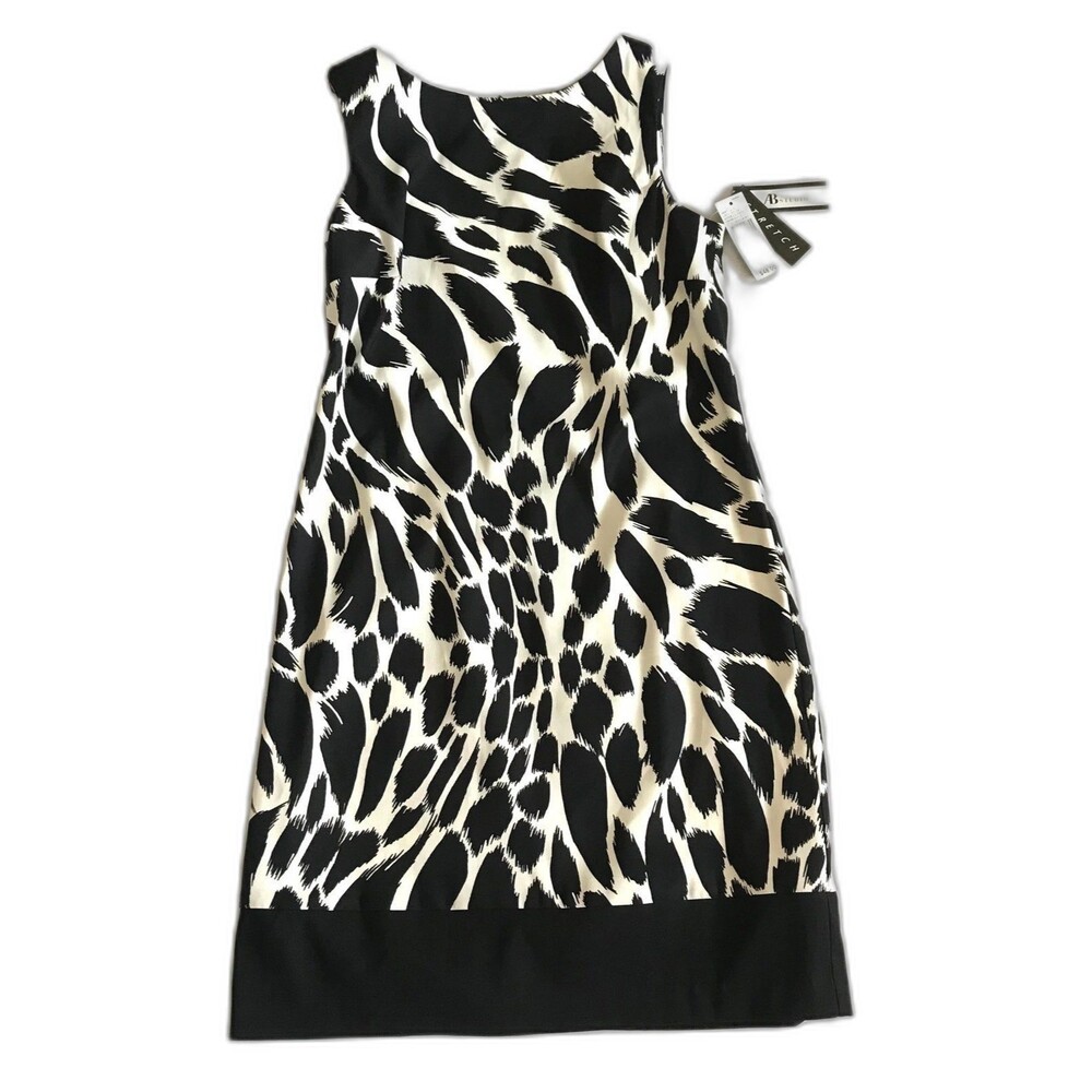 AB Studio Dress Sheath Sleeveless Knee Length Black White Size 6 NWT